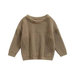 L&ieserram Baby Mädchen Jungen Gestrickt Pullover Jumper Neugeborenen Kinder Langarm Strickpullover Einfarbige Pulli Kleinkinder Kleidung Outfit Knitted Sweater 0-5 Jahre (Kaffee, 3-6 Monate) von L&ieserram