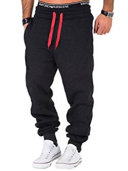 L.A.B 1928 Herren Jogginghose Trainingshose Sporthose Fitness Jogg Japan Kosmo Style Hose LAB-7004 (5XL, Anthrazit/Rot) von L.A.B 1928