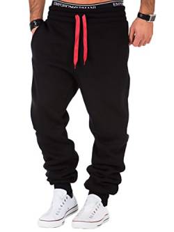 L.A.B 1928 Herren Jogginghose Trainingshose Sporthose Fitness Jogg Japan Kosmo Style Hose LAB-7004 (S, Schwarz/Rot) von L.A.B 1928