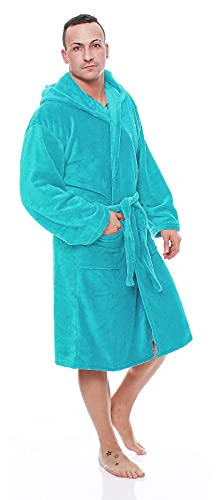 L.E.M.B. Hometrends Herren Damen Bademantel Kingston Microfaser Morgenmantel mit Kapuze malé-blue XXL von L.E.M.B. Hometrends