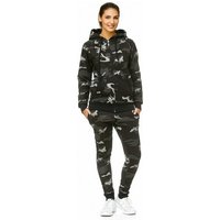 L.gonline Freizeitanzug Damen Jogginganzug, Freizeitanzug, Hausanzug 586 (Kapuzenjacke mit Reißverschluss, Hose, 2-tlg), Fitness Freizeit Casual von L.gonline