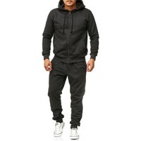 L.gonline Freizeitanzug Herren Jogging-ANZUG, Freizeitanzug, Sportanzug, UNI Schwarze Korde (Kapuzenjacke mit Reißverschluss, Hose, 2-tlg), Fitness Freizeit Casual von L.gonline