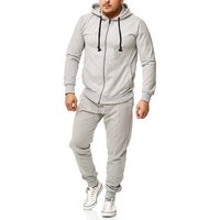 L.gonline Freizeitanzug Herren Jogging-ANZUG, Freizeitanzug, Sportanzug, UNI Schwarze Korde (Kapuzenjacke mit Reißverschluss, Hose, 2-tlg), Fitness Freizeit Casual von L.gonline