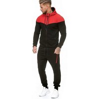 L.gonline Freizeitanzug Herren Jogging-ANZUG, Freizeitanzug, Sporthose und Kapuzenjacke, (Kapuzenjacke mit Reißverschluss, Hose, 2-tlg), Fitness Freizeit Casual von L.gonline