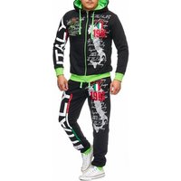 L.gonline Freizeitanzug Herren Jogging-ANZUG, Sporthose und Kapuzenjacke, Italy-Design 531-5 (Kapuzenjacke mit Reißverschluss, Hose, 2-tlg), Fitness Freizeit Casual von L.gonline