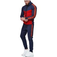 L.gonline Freizeitanzug Herren Jogging-ANZUG, mit Bündchen und Tunnelzug, Trainingsanzug (Kapuzenjacke mit Reißverschluss, Hose, 2-tlg), Fitness Freizeit Casual von L.gonline