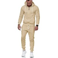 L.gonline Freizeitanzug Herren Jogginganzug, Freizeitanzug, Hausanzug 586 (Kapuzenjacke mit Reißverschluss, Hose, 2-tlg), Fitness Freizeit Casual von L.gonline