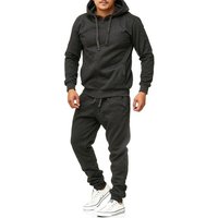 L.gonline Freizeitanzug Herren Jogginganzug, Freizeitanzug, Hausanzug 586 (Kapuzenjacke mit Reißverschluss, Hose, 2-tlg), Fitness Freizeit Casual von L.gonline