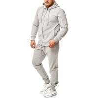 L.gonline Freizeitanzug Herren Jogginganzug, Freizeitanzug, Hausanzug 586 (Kapuzenjacke mit Reißverschluss, Hose, 2-tlg), Fitness Freizeit Casual von L.gonline