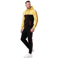 L.gonline Freizeitanzug Herren Jogginganzug, Sporthose und Kapuzenjacke, Streifenmuster, (Kapuzenjacke mit Reißverschluss, Hose, 2-tlg), mit Streifen von L.gonline