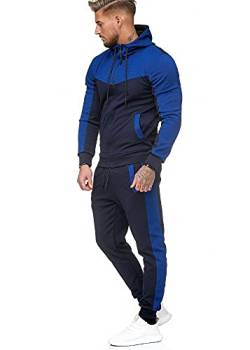 L.gonline Herren | Freizeitanzug | Fitness | Sportanzug | Trainingsanzug 0986 (XXL, Schwarz/Blau) von L.gonline