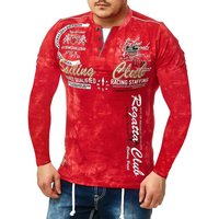 L.gonline Langarmshirt Herren Longsleeve, verwaschenes Longshirt, Langa (Packung, 1-tlg., im modischem Design, Batik, verwaschen) mit, Frontprint, mit Logoprint von L.gonline