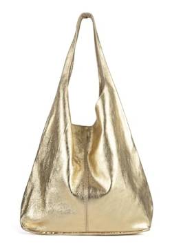 L37 - Damen Handtasche WHITE NOISE, Schultertasche Damen, Naturleder, Frauen Tasche, Geräumiges Hauptfach, Bequemer und Breiter Ledergriff, Elegant und Funktional - Gold von L37 HANDMADE SHOES