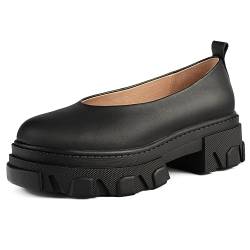 L37 - Damen Loafer Straight UP, Damen Slipper, Naturleder, Weiches Futter, Handgefertigte Schuhe, Einzigartiger Stil, Bequem und Elegant - Schwarz von L37 HANDMADE SHOES