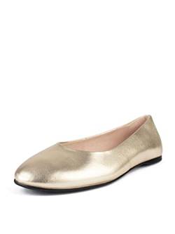 L37 HANDMADE SHOES Damen Ballerinas I Naturleder I Lederfutter I Handgefertigte Schuhe I Bequem und Elegant I Baby Come On I Ballet Flat, Gold, 37 EU von L37 HANDMADE SHOES