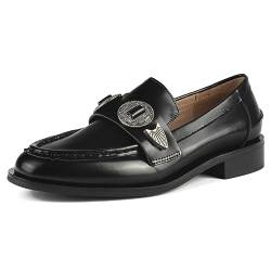 L37 HANDMADE SHOES Damen Naturleder I Handgefertigte Schuhe I Einzigartiger Stil I The Gambler Loafer, Black, 36 EU von L37 HANDMADE SHOES