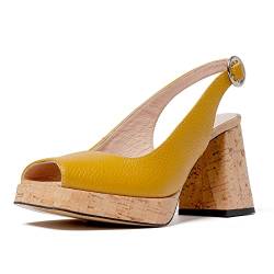 L37 HANDMADE SHOES Platform HIGHER POWER, Yellow, 39 von L37 HANDMADE SHOES