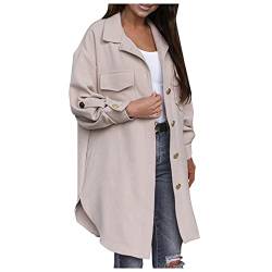 Damen Trenchcoat Einfarbig Langer Mantel Klassische Herbst Frühling Jacke Frauen Winter Winddichter Mantel Warme Winterjacke Lose Fit Langemantel von L9WEI