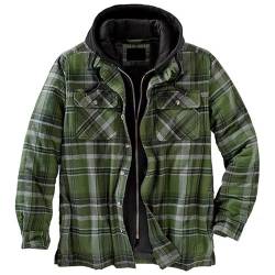 L9WEI Herren Kariert Softshelljacke Herbst Winter Jacke mit Kapuzen Männer Casual Winterjacke Langarm Warme Übergangsjacke von L9WEI