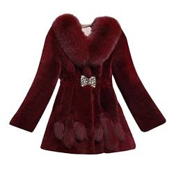 L9WEI Plüsch Winterjacke Damen Elegant Einfarbige Pelzmantel Winter Warme Felljacke Kunstfell Warme Mantel Frauen Fellmantel Flauschige Jacke von L9WEI