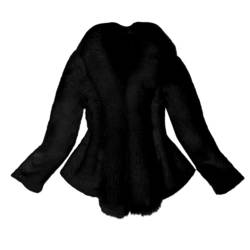 L9WEI Softshelljacke Damen, Damen Elegant Pelzmantel Kurz Warme Kunstpelz Mantel Langarm Flauschige Fellmantel Slim Warm Wintermantel von L9WEI