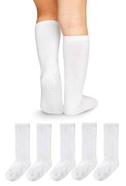 LA Active Baby Kleinkind Grip Kniesocken - 10 Paar - rutschfest (Weiß, 4-6 Jahre) von LA Active