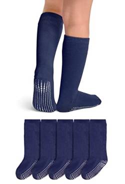 LA Active Baby Kleinkind Grip Kniesocken - 5 Paar - rutschfest (Marineblau, 4-6 Jahre) von LA Active