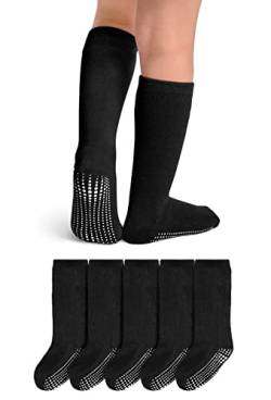 LA Active Baby Kleinkind Grip Kniesocken - 5 Paar - rutschfest (Schwarz, 12-36 Monate) von LA Active