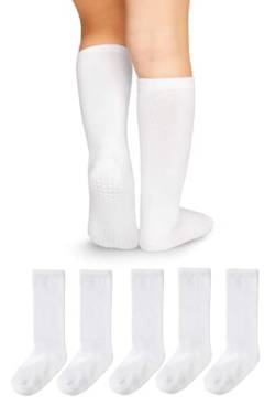 LA Active Baby Kleinkind Grip Kniesocken - 5 Paar - rutschfest (Weiß, 4-6 Jahre) von LA Active