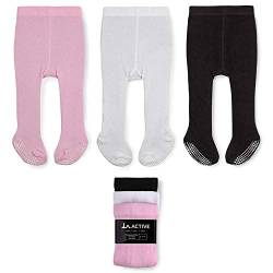 LA Active Baby Strumpfhose Mädchen & Jungen - Antirutsch Strumpfhose Baby Leggings mit ABS aus Baumwolle für warme Beine & rutschfeste Abenteuer (3 Paar) von LA Active