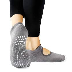 LA Active Grip Socken - 1 Paar - Yoga Pilates Balletstange Ballet Abs Noppen Rutschfeste (Grau, 37-40 EU) von LA Active