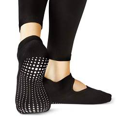 LA Active Grip Socken - 1 Paar - Yoga Pilates Balletstange Ballet Abs Noppen Rutschfeste (Schwarz, 37-40 EU) von LA Active