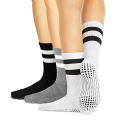 LA Active Stoppersocken Damen & Herren Socken - Rutschfeste Yoga Socken - ABS Barfuß Socken - Warme Antirutsch-Socken mit Noppen für Sport, Schwangerschaft, 34-37 - Weiß/Grau/Schwarz - 3 Paar von LA Active