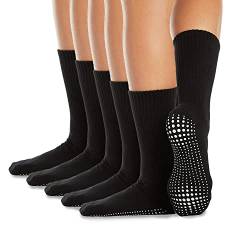 LA Active Stoppersocken Damen & Herren Socken - Rutschfeste Yoga Socken - ABS Barfuß Socken - Warme Antirutsch-Socken mit Noppen für Sport, Schwangerschaft, 40-44 - Schwarz - 5 Paar von LA Active