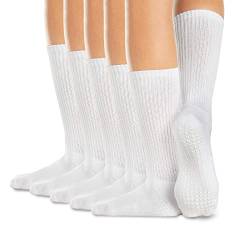 LA Active Stoppersocken Damen & Herren Socken - Rutschfeste Yoga Socken - ABS Barfuß Socken - Warme Antirutsch-Socken mit Noppen für Sport, Schwangerschaft, 40-44 - Weiß - 5 Paar von LA Active