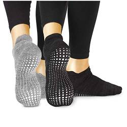 LA Active Stoppersocken Damen & Herren Socken - Rutschfeste Yoga Socken - ABS Barfuß Socken - Warme Antirutsch-Socken mit Noppen für Sport, Schwangerschaft, 44-47 - Grau und Schwarz - 2 Paar von LA Active