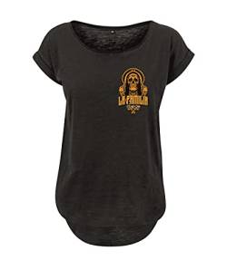 LA FAMILIA VIDA LOCA "Santa Muerte, Ladies Long Slub T-Shirt schwarz o Weiss (Schwarz, XS) von LA FAMILIA VIDA LOCA