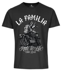 La Familia Herren T-Shirt, Biker T-Shirt, Motorrad Shirt, Ride to Life, Non Touch Print, Farbe schwarz, 100% Baumwolle, Größe S-5XL (as3, Alpha, 5X_l, Regular, Regular) von LA FAMILIA VIDA LOCA