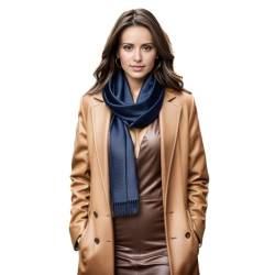 LA FERANI Damen Kaschmir Schal Halstuch Frühling Winter 185x65 Kaschmirschal Dunkel Blau Pashmina stilvoll elegant Wollschal Wolle Uni Farbe Damenschal von LA FERANI