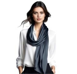 LA FERANI Damen Seidenschal 100% Seide Halstuch Seidentuch 180x90cm Uni Farbe für Anzug formelle Anlässe Stola Business Style Geschenk für Sie (Dunkel Grau) von LA FERANI