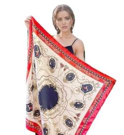 LA FERANI Designer Damen Seidentuch Rosa klassisch Halstuch Seide Chiffon Schal Nikki Tuch Umschlagtuch leicht 90x90cm Bandana Seidenschal Geschenk Stola Tochter Mutter (Model 5) von LA FERANI