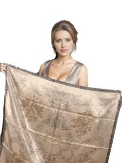 LA FERANI Designer Damen Seidentuch Rosa klassisch Halstuch Seide Chiffon Schal Nikki Tuch Umschlagtuch leicht 90x90cm Bandana Seidenschal Geschenk Stola Tochter Mutter (Model 7) von LA FERANI