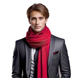 LA FERANI Herrenschal Kaschmir stilvoll Frühling 185x65 elegant für formelle Anlässe Kaschmirschal Pashmina Halstuch Wollschal Wolle Uni Farbe (Wein Rot) von LA FERANI