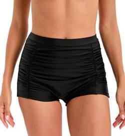 LA ORCHID Laorchid Damen Frauen hoher Taille Bikini Hose Shorts Bauchweg Boyleg Stil, Schwarz, M von LA ORCHID