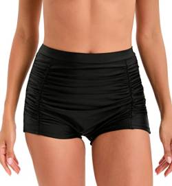 LA ORCHID Laorchid Damen Frauen hoher Taille Bikini Hose Shorts Bauchweg Boyleg Stil, Schwarz, XXXL(EU 50) von LA ORCHID