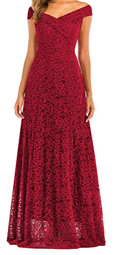 LA ORCHID Laorchid Damen cocktailkleid elegant Abendkleid Lang v Ausschnitt Kleid ärmellos ballkleid Partykleid Rot 2XL(EU 44) von LA ORCHID