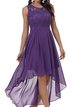 Laorchid Damen Festliche Kleid Abendkleid ärmellos Damen Elegant cocktailkleid Sommerkleid Spitzenkleid chiffonkleid brautjungfernkleider Knielang a Linie Hochzeit Lila M von LA ORCHID