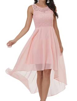 Laorchid Damen Festliche Kleid Abendkleid ärmellos Damen Elegant cocktailkleid Sommerkleid Spitzenkleid chiffonkleid brautjungfernkleider Knielang a Linie Hochzeit Rosa XL von LA ORCHID