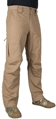 LA Police Gear Atlas Taktische Cargohose für Herren, leichte Stretch-Hose für Männer, strapazierfähige Ripstop-Arbeitshose, Coyote, 34W / 34L von LA Police Gear