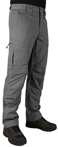 LA Police Gear Atlas Taktische Cargohose für Herren, leichte Stretch-Hose für Männer, strapazierfähige Ripstop-Arbeitshose, GRAU, 34W / 34L von LA Police Gear